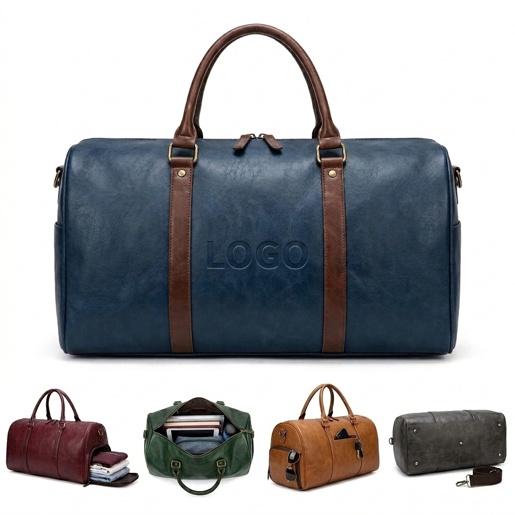 Extra Large PU Leather Travel Duffel Bag with Multiple Pockets for Gym, Sports & Overnight Trips