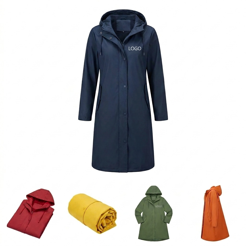 Women's Slim-Fit Long Waterproof Raincoat