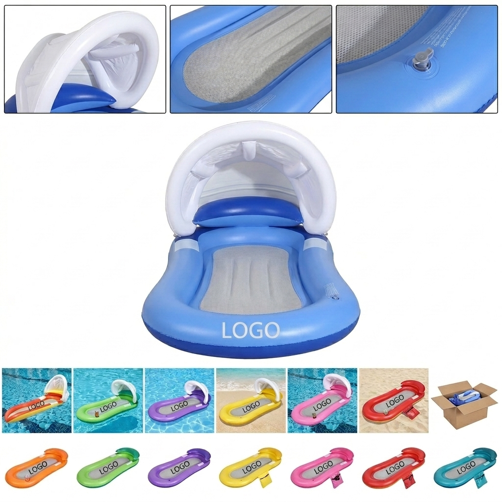 Inflatable Floating Lounger with Sun Canopy