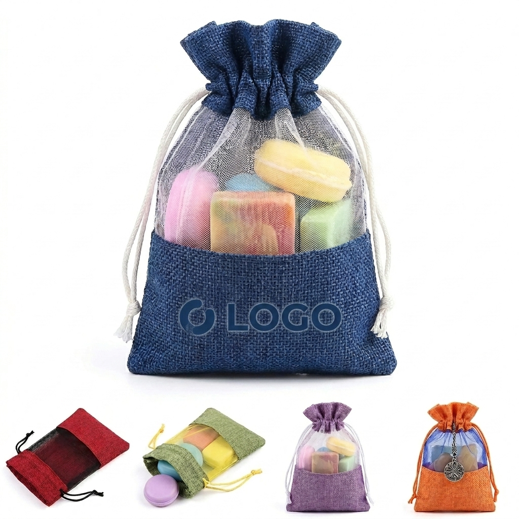 Vibrant Sheer Organza Drawstring Gift Bag with Display Window