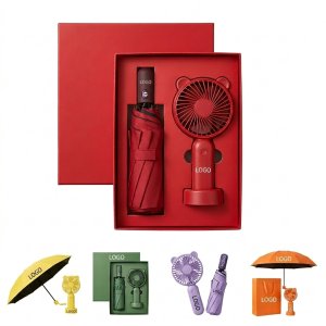 Sunny Breeze Portable Umbrella & Handheld Fan Combo Set