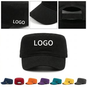 Classic Cotton Military Cap with Hook-and-Loop Closure for Men and Women