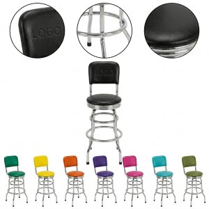 Sturdy Double Ring Metal Shop & Bar Stool with Floor Protectors