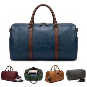 Extra Large PU Leather Travel Duffel Bag with Multiple Pockets for Gym, Sports & Overnight Trips