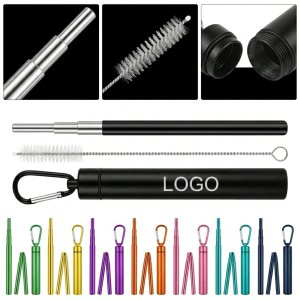 Collapsible Stainless Steel Straws with Cleaning Brush and Portable Case