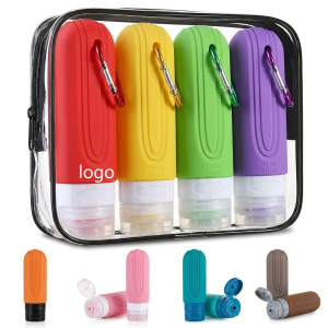 4-Pack No-Spill Travel Bottles with 3-Layer Leakproof Design
