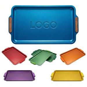Colorful 304 Stainless Steel Brushed Serving Platters - 6 Vibrant Set